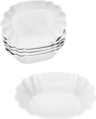Produktbild von 6x Fritta Pommesschale oval weiß Currywurst-Schale Servier-Teller Porzellan