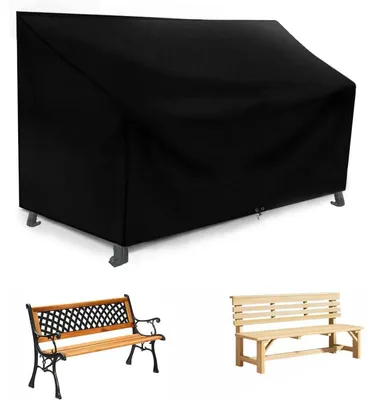 Produktbild von Gartenbank-Abdeckung 3-Sitzer wasserdicht winddicht 420D Oxford Schwarz 163x66x63/89cm