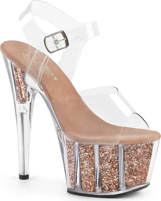 Produktbild von ADORE-708G Uni Sandale von Pleaser, Transparent Roségold , EU 40, US 10
