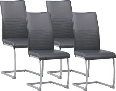 Produktbild von Albatros Freischwinger Stühle 4er Set MURANO, Grau - Esszimmerstuhl Schwingstuhl, modernem Design, Kunstleder-Bezug, dicke Polsterung - Küchenstuhl, Polsterstuhl, Stuhl Esszimmer Esstisch