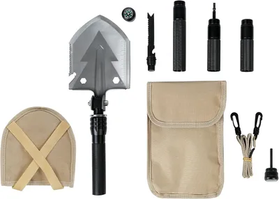 Produktbild von Multifunktions Schaufel Klappspaten Militärschaufel Axt Säge Hammer Feuerstahl Kompass Survival Set Shovel Multifunktionswerkzeug für Camping Garten Outdoor Wandern Angeln oder für Abenteuer Reisen