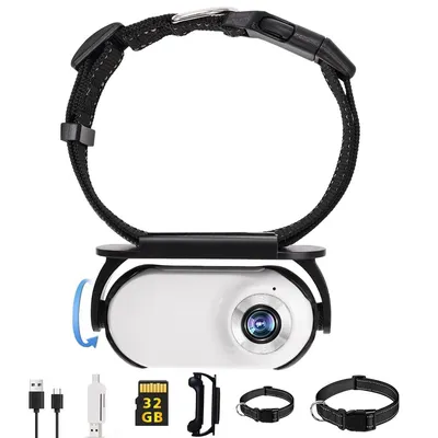 Produktbild von Katzen & Hunde Kamera Halsband – Upgrade 1080P Pet Cam, Erste-Person-Ansicht, leicht & bequem, weiß