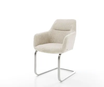 Produktbild von DELIFE Freischwinger Pejo-Flex Cord Beige Freischwinger flach Edelstahl Taschenfederkern