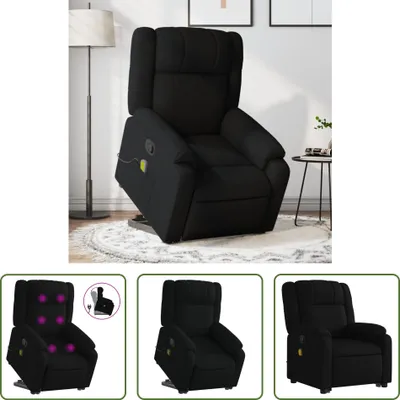 Produktbild von The Living Store Massagesessel mit Aufstehhilfe Schwarz Stoff