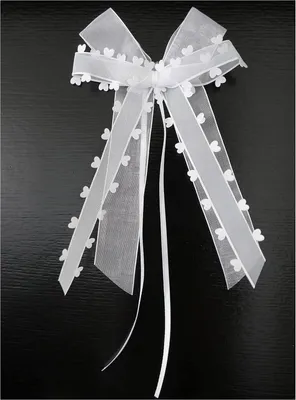 Produktbild von 10 STK Autoschleifen Antennenschleifen,Organza Herzen Schleifen Auto Schmuck Braut Paar Dekoration Autoschmuck Car Wedding Deko Hochzeitsschleifen für Hochzeit Party Geburtstag Geschenverpackung,Weiß