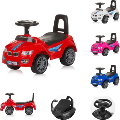 Image de Chipolino Voiture à bascule Sprinter pour enfants Espace de rangement sous le siège Musique Klaxon Dossier rouge