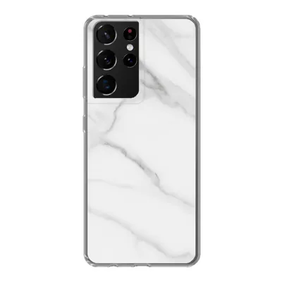 Produktbild von MuchoWow® Handyhülle Schutzhülle Hülle für Samsung Galaxy S21 Ultra Marmor - Strukturiert - Weiß - Grau - Stein - Marmoroptik Silikon Softcase Handy Hülle - Mobiltelefon
