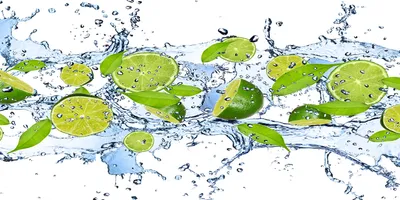 Produktbild von Tulup® Küchenrückwand Spritzschutz aus Glas -100x50 -Spritzschutz auf gehärtetes GlasEssen & Getränke Limetten und Wasser