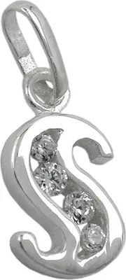 Produktbild von Anhänger Buchstabe S mit Zirkonia aus echtem 925 Silber Damen Silberanhänger