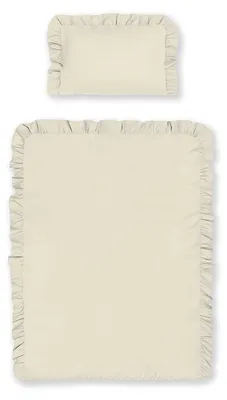 Image de Parure de lit pour bébé, parure de lit pour enfant en coton à volants, style bohème, 90 x 120 cm, couleur crème