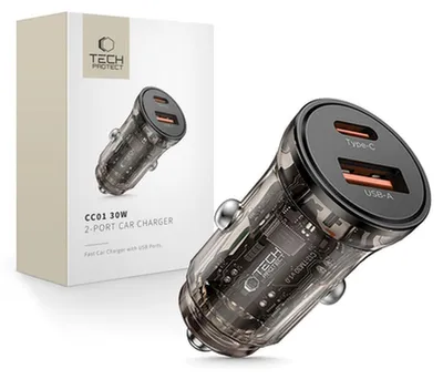 Image de Tech-Protect Cc01 2-Port Car Charger Pd30W/Qc3.0 Black