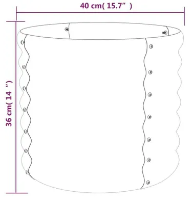 Productafbeelding van Verhoogde plantbak, verzinkt staal, ovaal, voor groenten, planten, bloemen. Metalen plantbak voor tuin, terras, balkon. Geschikt voor groenten, kruiden, bloemen en zaailingen. Afmetingen: 40x40x36 cm
