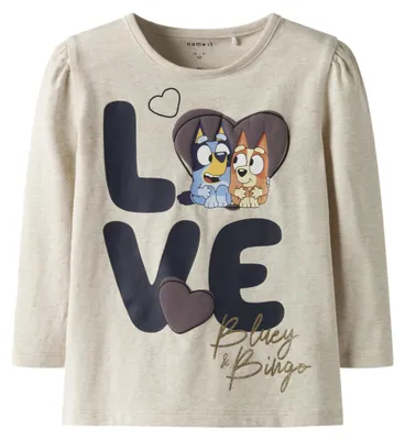 Productafbeelding van NAME IT meisjes top, model Nmfnema Bluey Ls, kleur: Sky, Peyote Melange, maat: 92