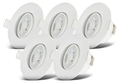Image de B.K.Licht set de 5 spots LED encastrables 230V orientables salle de bain IP65 gradation continue spots de plafond lampe 90x42 mm blanc