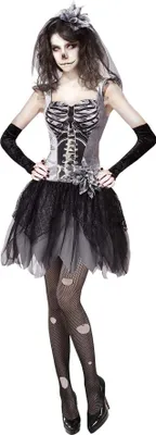 Produktbild von SKELEBRIDE (Kleid, fingerlose Handschuhe, Brautschleier) Gr. L