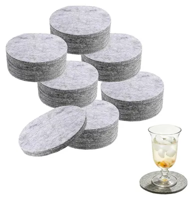 30 runde Filz-Untersetzer grau, 10 cm, 0,3 cm dick