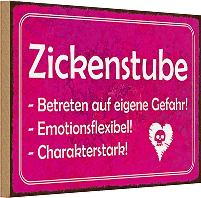 Produktbild von Holzschild Zickenstube 30x20cm Betreten eigene Gefahr