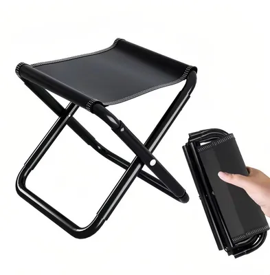 Produktbild von Faltbarer Hocker, Campinghocker, Klapphocker - 30 x 10 cm - Belastbarkeit bis 100 kg - Aluminium - Schwarz