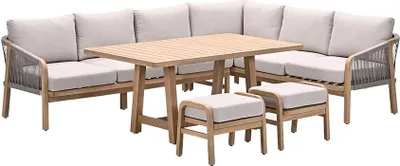 Produktbild von Garden Impressions Santos Lounge- Diningset - 5-teilig - rechts -Akazienholz mit white wash - rope taupe - grey sand