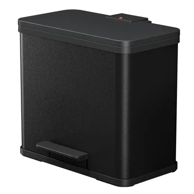 Produktbild von Hailo Öko trio Plus L Tret-Mülltrenner - freistehender 3 x 9 Liter Dreifachmülleimer aus Stahlblech - Mülltrennsystem mit soft close Deckel - 3-fach Abfalltrenner für die Küche - Schwarz