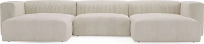 Produktbild von GrainGold Ecksofa U-Form Landi - Moderne Cord Ecksofa, Wohnzimmer Sofa - Eckcouch Beige (Lincoln 03)