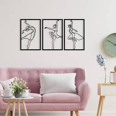 Image de Wallity, accessoire mural décoratif en métal, noir, 123 x 55 cm | 100 % métal (épaisseur : 1,2 mm) | Un design élégant et moderne pour votre intérieur ou votre bureau.