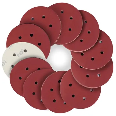 Produktbild von Schleifpapier Set 50 Stück Klett 150 mm 6 Loch P400 für Exzenterschleifer Holz Metall Kunststoff