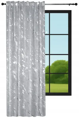 Immagine prodotto di Tenda in velluto pronta per l'uso, 140 x 220 cm, con motivo marmorizzato color argento su tessuto a coste