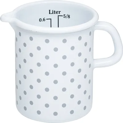 Obrázek produktu pro Riess Country Dots Grey Kuchyňská odměrka Ø9cm 0,5 litru Smaltovaná indukce