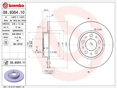 Produktbild von BREMBO Bremsscheiben (2 Stück) Hinterachse 08.9364.11