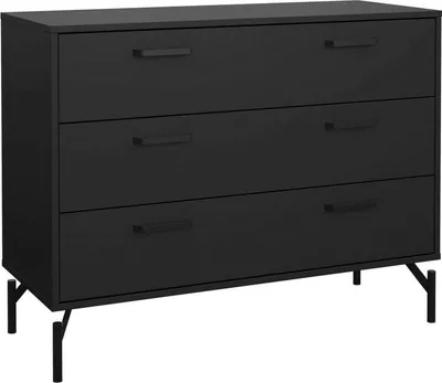 Image de Theodule - Commode, 99x40x77h cm Noir, 3 Tiroirs