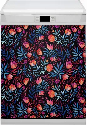 Obrázek produktu pro Kuchyňský magnet do myčky nádobí Omyvatelný 60x70 cm myčka nádobí - květinový vzor