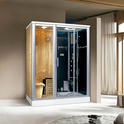 Immagine prodotto di PureHaven sauna finlandese 2in1 e doccia a vapore 170x100 cm per 2 persone Doccia tropicale massaggio dorsale e plantare Schermo LCD radio e riscaldamento sauna