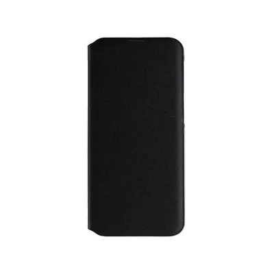 A dark blue book-style phone case is shown against a white background.