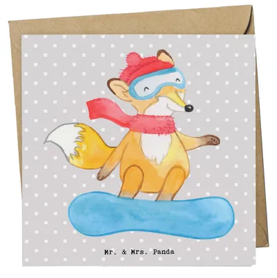 Produktbild von Mr. & Mrs. Panda Deluxe Karte Hase Snowboarden - Grau Pastell - Geschenk, doppelkarte, faltkarte, Winterurlaub, anlasskarte, Klappkarte, Glückwunschkarte, Snowboardschule