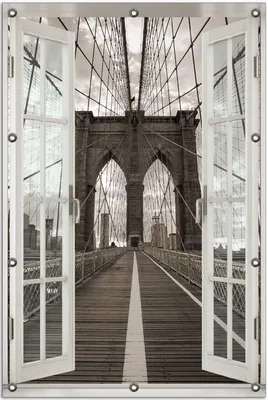 Produktbild von Wallario Outdoor-Poster für Garten oder Balkon 80 x 120 cm: Brooklyn Bridge in New York