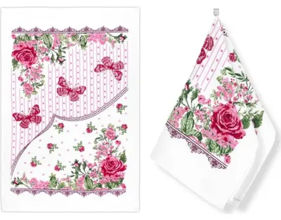 Obrázok produktu pre Kuchynské utierky – sada 2 kusov – 40 x 60 cm – ružová, červená, zelená