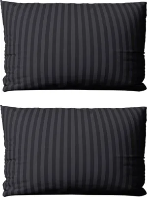 Produktbild von 2 teilig Kissenbezüge 40x80 cm Mikrofaser Premium Damast Gestreift, Schwarz