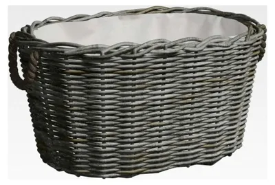 Produktbild von Kaminholzkorb mit Tragegriffen, Weidenkorb zur Aufbewahrung von Brennholz, 60x40x28cm, Grau
