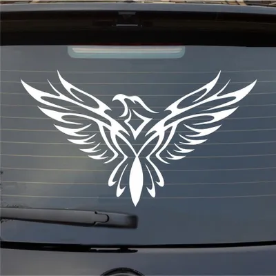 Produktbild von Heckscheibenaufkleber Adler Tribal Eagle Tattoo Vogel KFZ 55x55 cm Weiss Glanz Auto Aufkleber Sticker