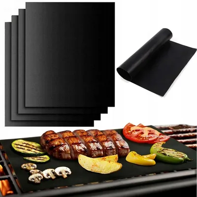 Zdjęcie produktu dla Mata do grillowania – mata teflonowa – 40 x 33 cm – wielokrotnego użytku – nieprzywierająca – akcesoria do grillowania – folia do grillowania
