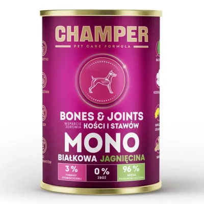 Zdjęcie produktu dla CHAMPER BONES&JOINTS MONOBIAŁKOWA mokra karma dla psa z jagnięciny 400g