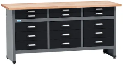 Produktbild von Küpper Werkbank 12979, 170x84x60 cm, 15 Schubladen, 300 kg Traglast, 30 mm massive Buchenarbeitsplatte