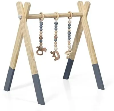 Productafbeelding van Speeltrapezium voor baby's - Houten speelboog met 3 speelgoed voor ontwikkeling vanaf 3 maanden