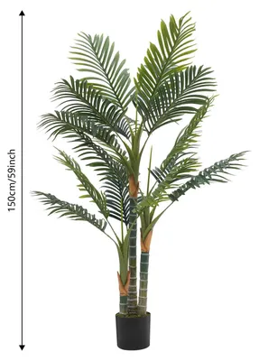 Image de Grande plante artificielle - palmier artificiel en pot - 150 cm de haut - en plastique PE - décoration intérieure pour la maison et le bureau - arbre artificiel