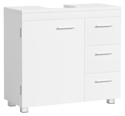 Productafbeelding van VASAGLE wastafelonderkast, met 3 grote lades en 2 vakken – wolkenwit, afmetingen 30 x 70 x 64 cm