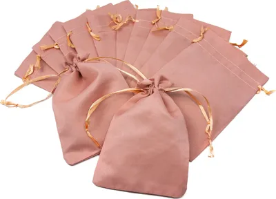Produktbild von Oblique Unique 12 Baumwollsäckchen Baumwollbeutel mit Zugband Stoffsäckchen für Geschenke als Deko Weihnachten rosa