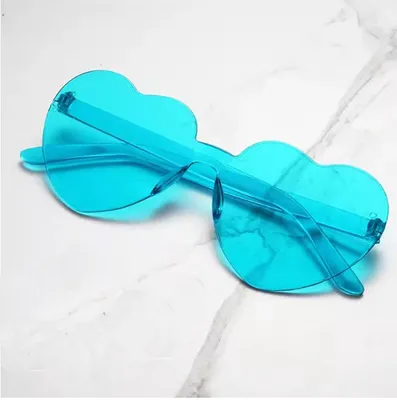 Image de Lunettes bleues en forme de cœur - Lunettes de festival - Lunettes en forme de cœur - Bleu - Lunettes de fête - Plastique - Taille unique - Carnaval - Unie - CHPN