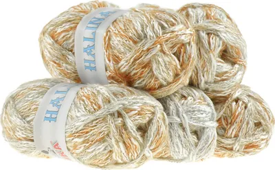 500g Strick-Garn Halina by Vlnika Strick-Wolle orange-weiß-grau