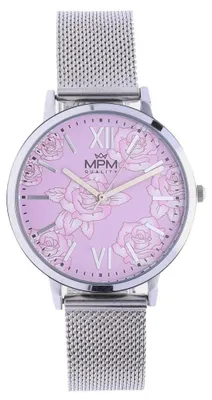 Produktbild von MPM-Quality Flower Damenuhr Metall Silber Zifferblatt Rosa/Silber Metallarmband